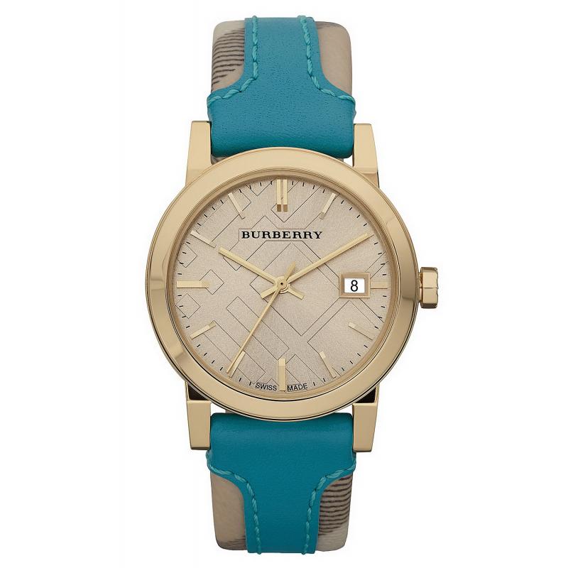 Burberry Heritage Gold Dial Blue Leather Strap Watch for Women - BU9112 Buy Now By Burberry