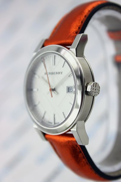 Burberry The City Silver Dial Orange Leather Strap Watch for Women - BU9121 Buy Now By Burberry