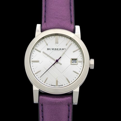 Burberry The City Silver Dial Purple Leather Strap Watch for Women - BU9122 Buy Now By Burberry