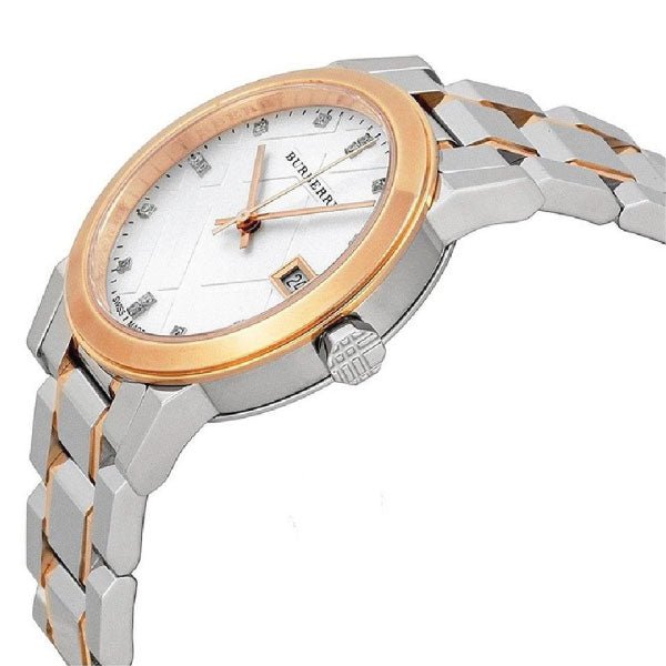Burberry The City Diamonds White Dial Two Tone Steel Strap Watch for Women - BU9127 Buy Now By Burberry