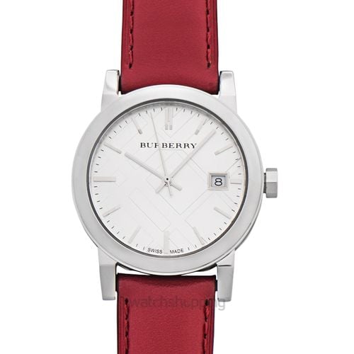 Burberry The City Silver Dial Red Leather Strap Watch for Women - BU9129 Buy Now By Burberry