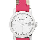 Burberry The City White Dial Haymarket Pink Leather Strap Watch for Women - BU9149 Buy Now By Burberry