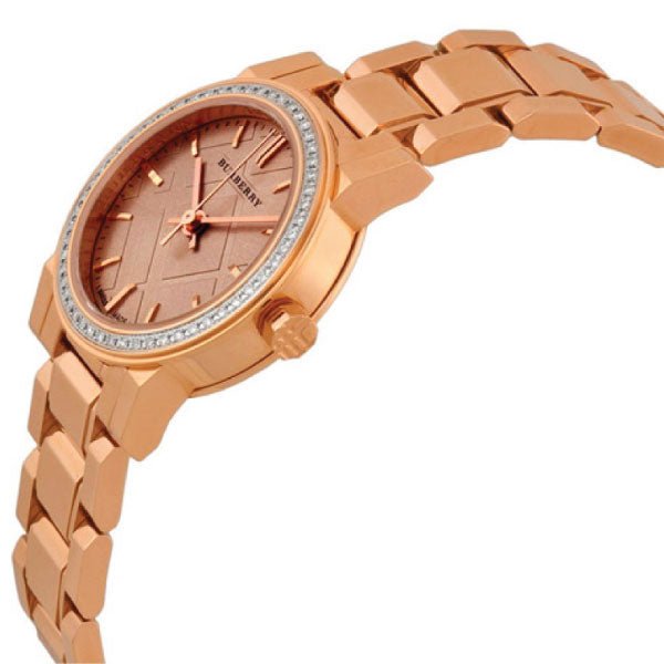 Burberry The City Diamonds Rose Dial Rose Gold Steel Strap Watch for Women - BU9225 Buy Now By Burberry