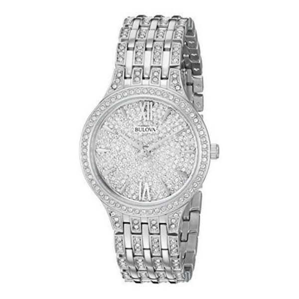 Bulova Crystal Collection Silver Dial Silver Steel Strap Watch for Women - 96L243 Buy Now By Bulova
