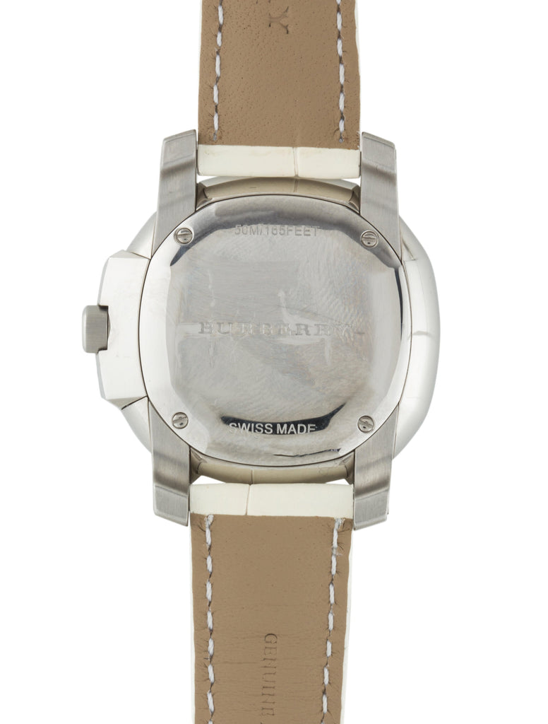 Burberry The Britain Diamonds Mother of Pearl Dial White Leather Strap Watch for Women - BBY1800 Buy Now By Burberry