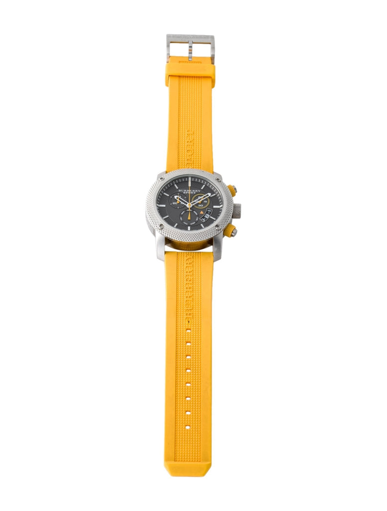 Burberry Sport Chronograph Grey Dial Yellow Rubber Strap Watch for Men - BU7712 Buy Now By Burberry