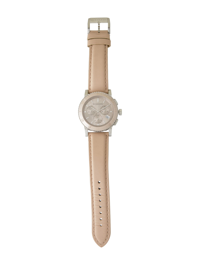 Burberry The City Chronograph Rose Gold Dial Beige Leather Strap Watch For Women - BU9702 Buy Now By Burberry