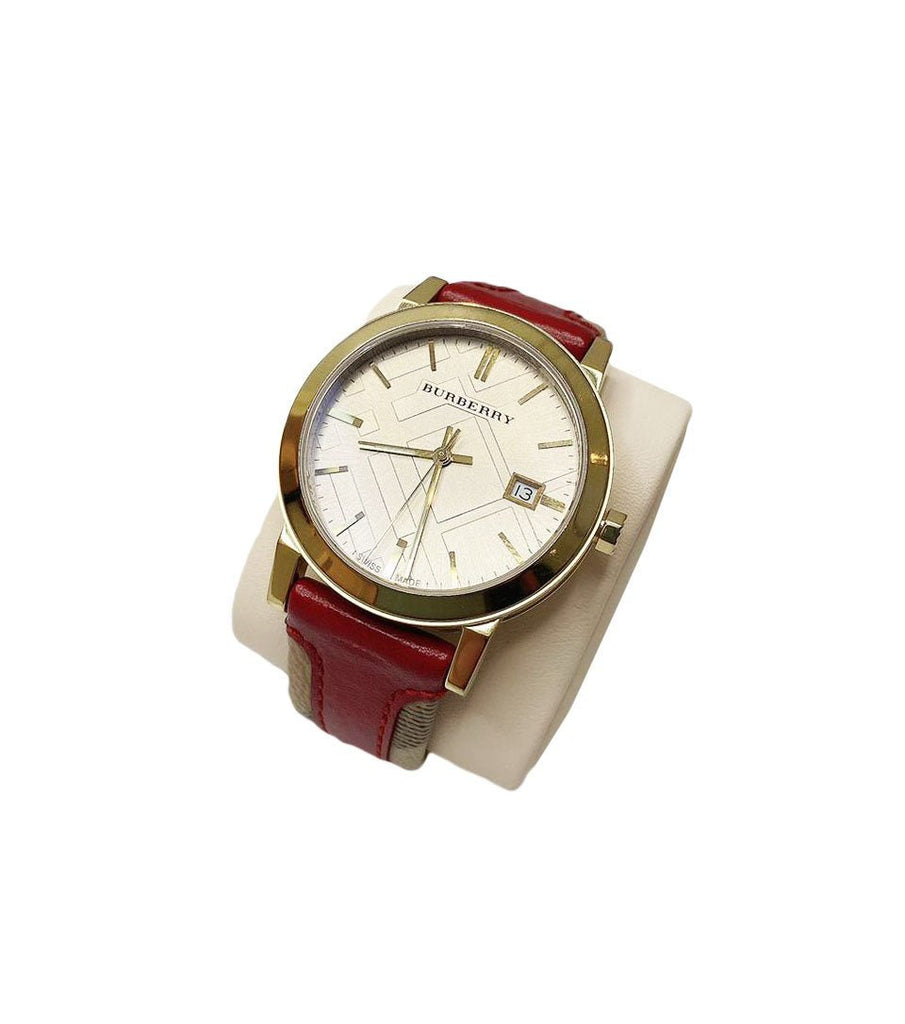 Burberry The City Gold Dial Red Leather Strap Watch for Women - BU9140 Buy Now By Burberry