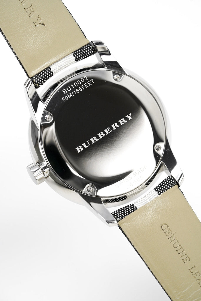 Burberry The Classic Horseferry Silver Dial Black Leather Strap Watch for Men - BU10002 Buy Now By Burberry