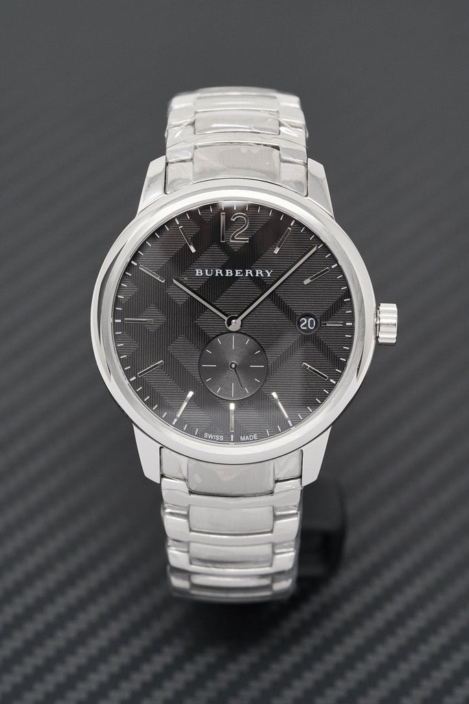 Burberry The Classic Round Black Dial Silver Steel Strap Watch for Men - BU10005 Buy Now By Burberry