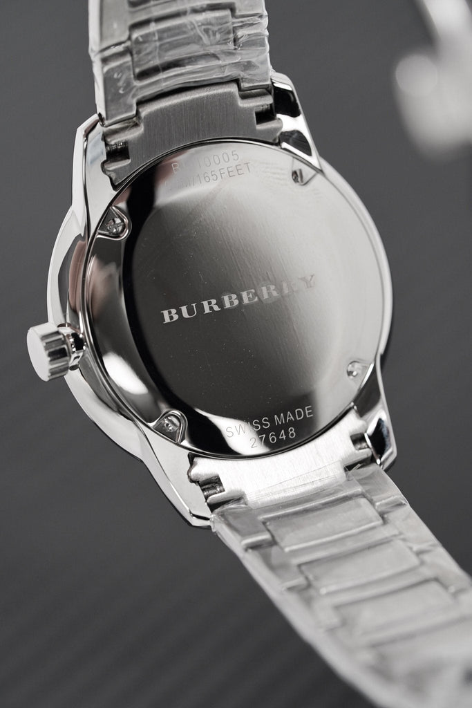 Burberry The Classic Round Black Dial Silver Steel Strap Watch for Men - BU10005 Buy Now By Burberry
