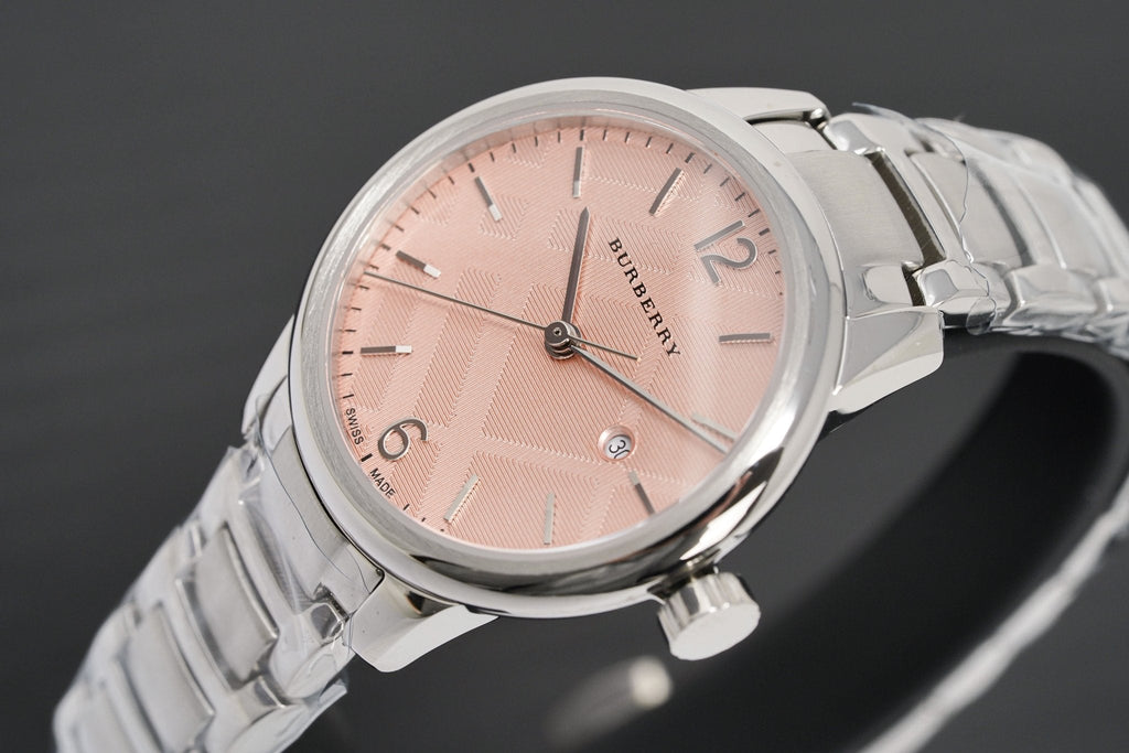 Burberry The Classic Pink Dial Silver Steel Strap Watch for Women - BU10111 Buy Now By Burberry