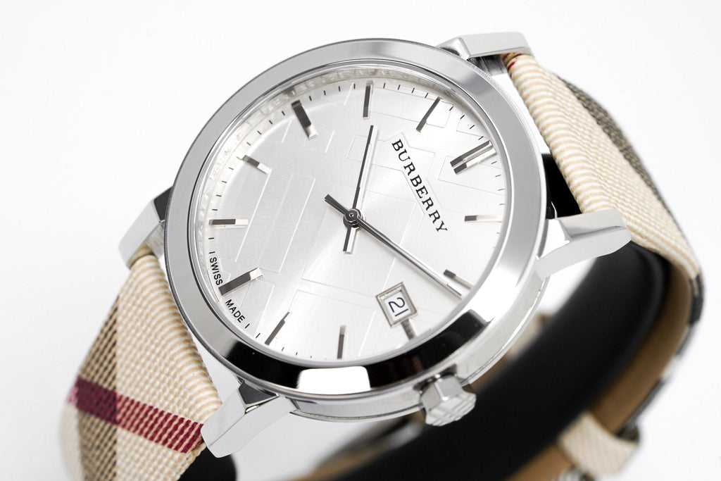 Burberry The City Nova Silver Dial White Leather Strap Watch for Women - BU9022 Buy Now By Burberry