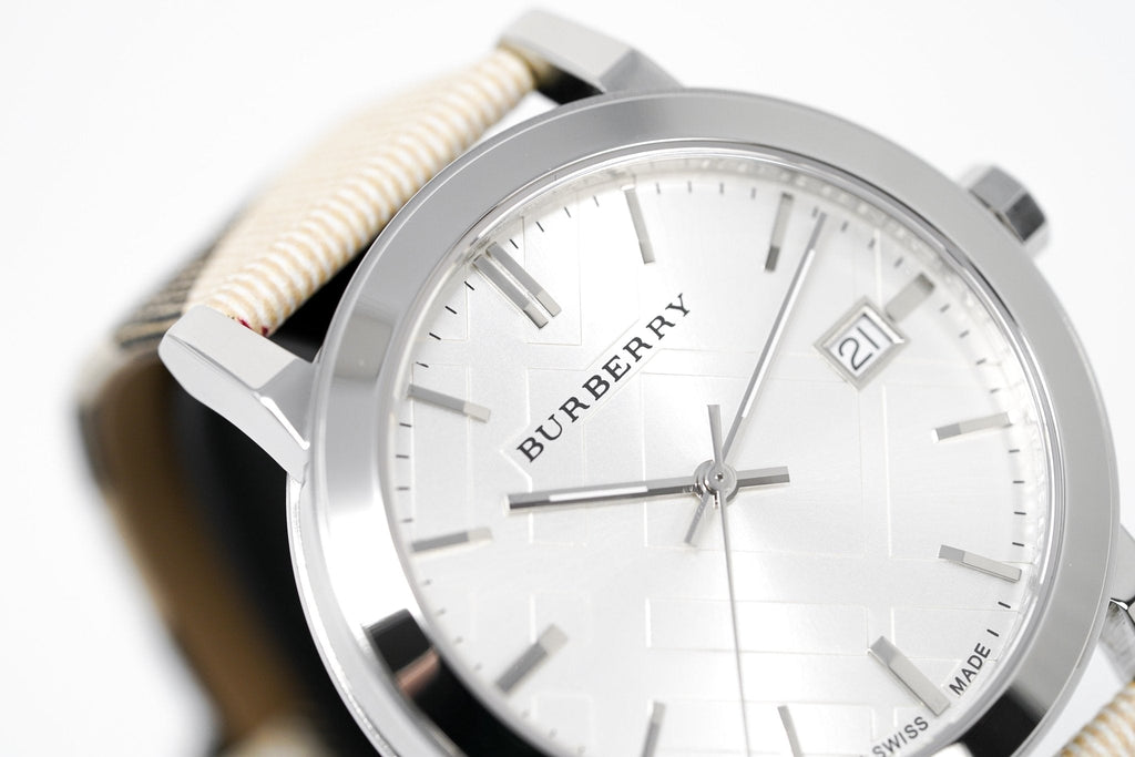 Burberry The City Nova Silver Dial White Leather Strap Watch for Women - BU9022 Buy Now By Burberry