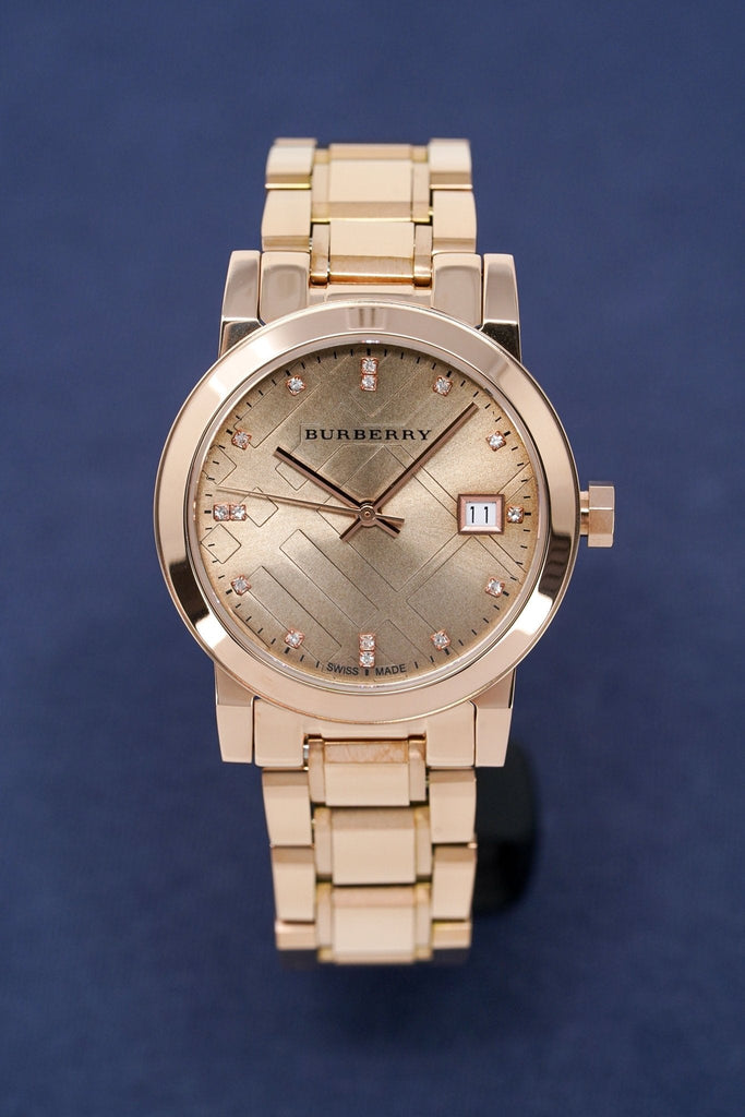 Burberry The City Diamonds Rose Gold Dial Rose Gold Steel Strap Watch for Women - BU9126 Buy Now By Burberry