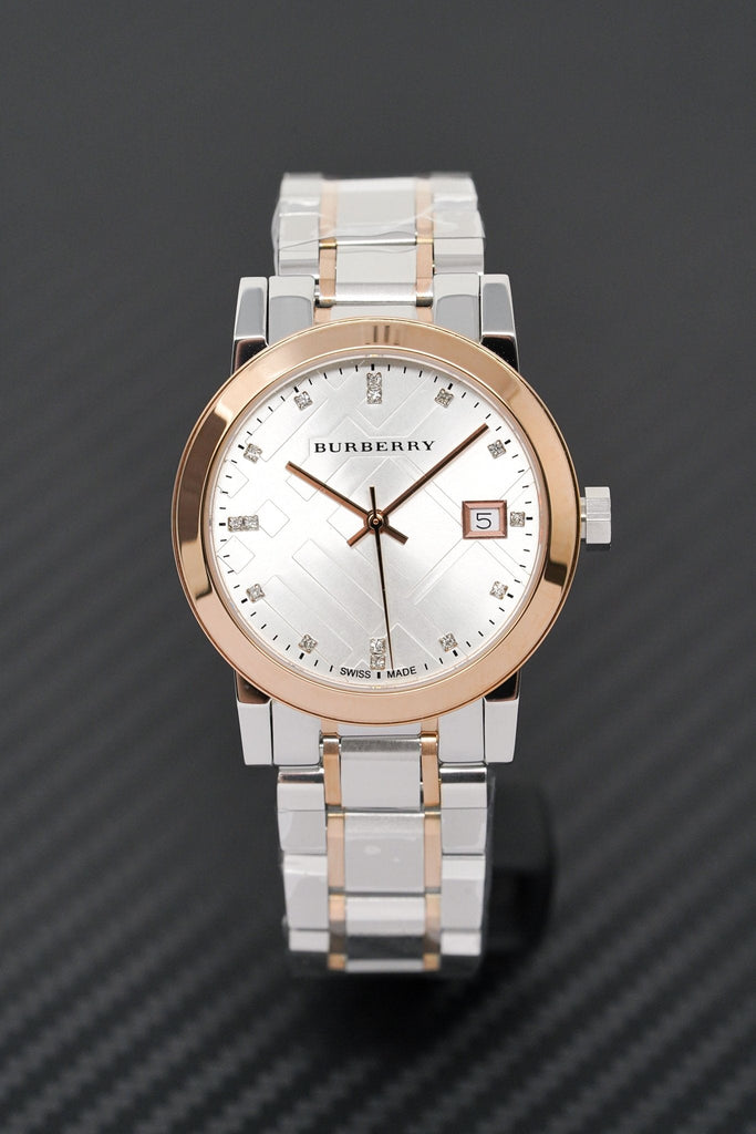 Burberry The City Diamonds White Dial Two Tone Steel Strap Watch for Women - BU9127 Buy Now By Burberry