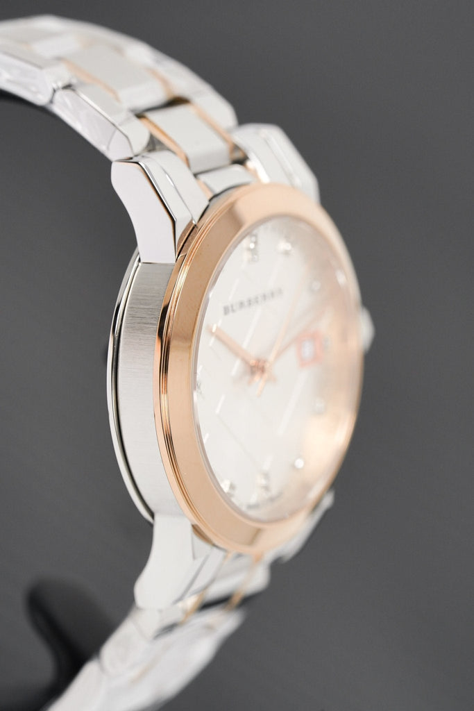 Burberry The City Diamonds White Dial Two Tone Steel Strap Watch for Women - BU9127 Buy Now By Burberry