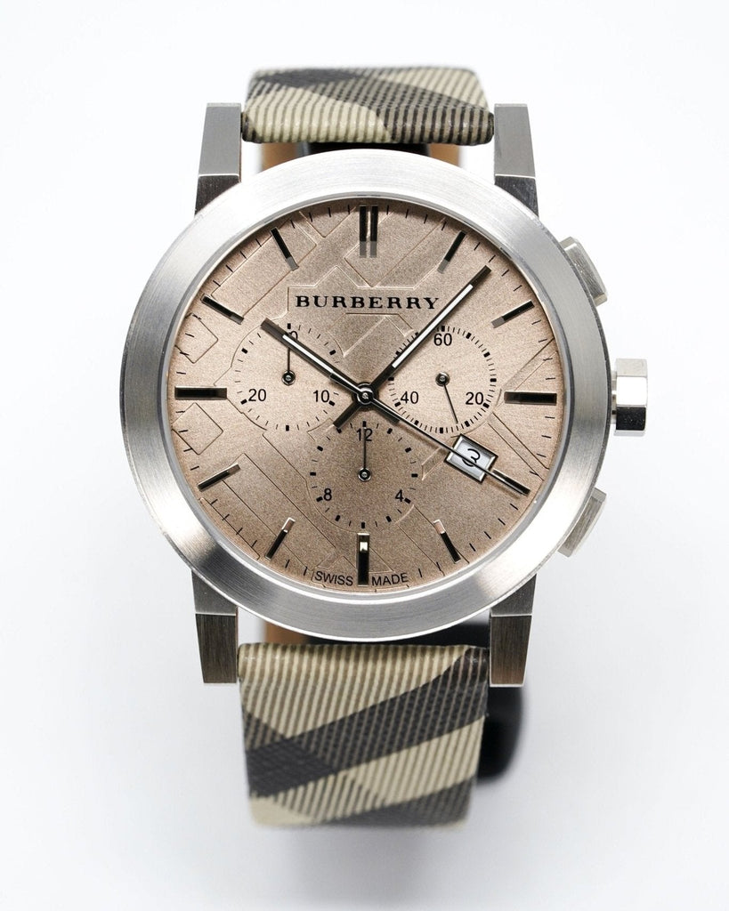 Burberry The City Smoke Dial Checked Brown Leather Strap Watch for Men - BU9358 Buy Now By Burberry
