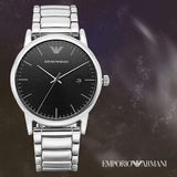 Emporio Armani Luigi Quartz Black Dial Silver Steel Strap Watch For Men - AR2499 Buy Now By Emporio Armani