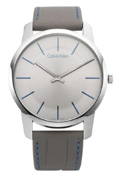 Calvin Klein City Silver Dial Grey Leather Strap Watch for Men - K2G211Q4 Buy Now By Calvin Klein