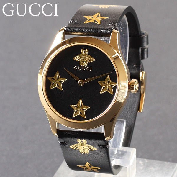 Gucci G Timeless Bee Motif Black Dial Black Leather Strap Watch For Women - YA1264055 Buy Now By Gucci