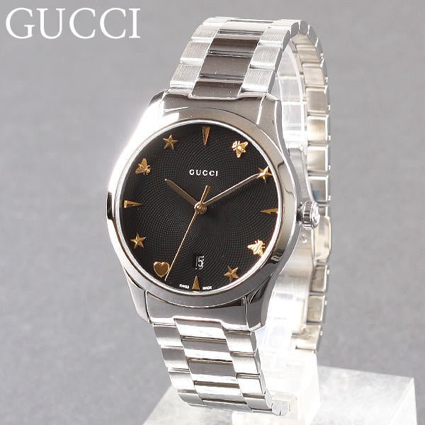 Gucci G Timeless Black Dial Silver Steel Strap Watch For Women - YA1264029A Buy Now By Gucci