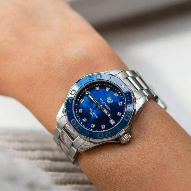 Tag Heuer Aquaracer Blue Dial Silver Steel Strap Watch for Women - WAY131S.BA0748 Buy Now By Tag Heuer