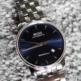 Mido Baroncelli II Automatic Blue Dial Silver Steel Strap Watch For Men - M8600.4.15.1 Buy Now By Mido