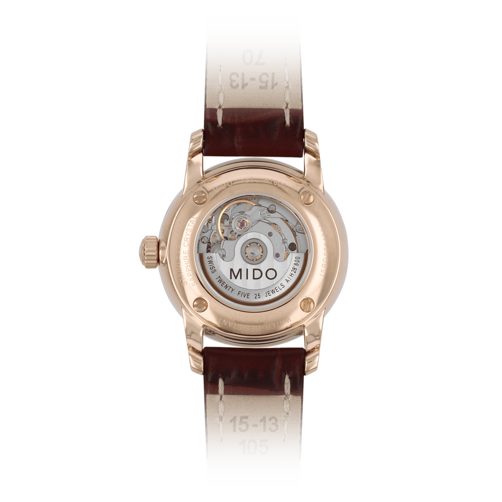 Mido Baroncelli III Automatic White Dial Brown Leather Strap Watch For Women - M7600.3.26.8 Buy Now By Mido