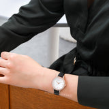 Emporio Armani Cleo Three-Hand Mother of Pearl Dial Black Leather Strap Watch For Women - AR11485 Buy Now By Emporio Armani