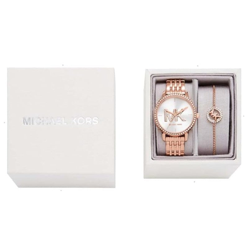 Michael Kors Melissa Quartz Silver Dial Rose Gold Steel Strap Watch for Women - MK1052 Buy Now By Michael Kors