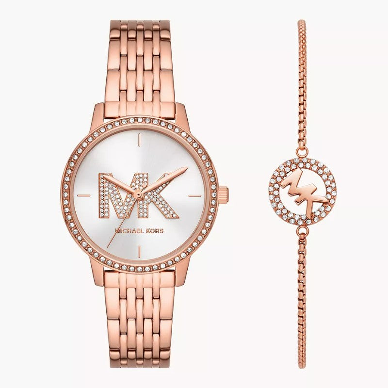 Michael Kors Melissa Quartz Silver Dial Rose Gold Steel Strap Watch for Women - MK1052 Buy Now By Michael Kors