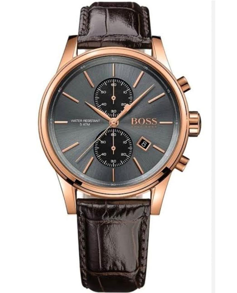 Hugo Boss Jet Grey Dial Brown Leather Strap Watch for Men - 1513281 Buy Now By Hugo Boss