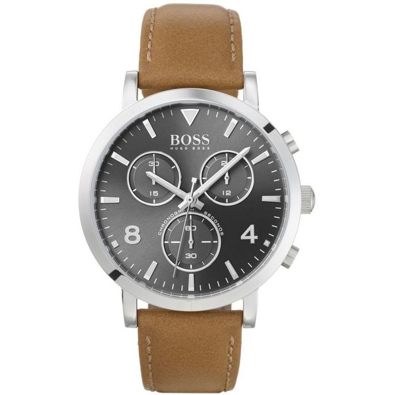 Hugo Boss Spirit Grey Dial Brown Leather Strap Watch for Men - 1513691 Buy Now By Hugo Boss