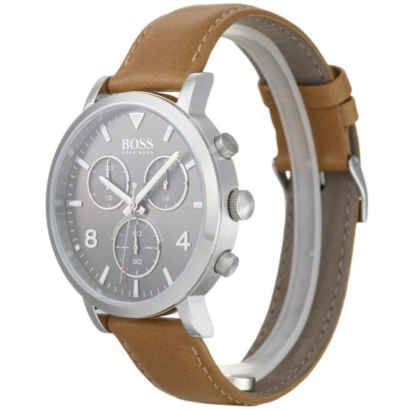 Hugo Boss Spirit Grey Dial Brown Leather Strap Watch for Men - 1513691 Buy Now By Hugo Boss