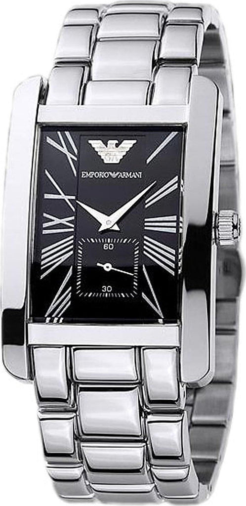 Emporio Armani Classic Black Dial Silver Stainless Steel Strap Watch For Men - AR0156 Buy Now By Emporio Armani