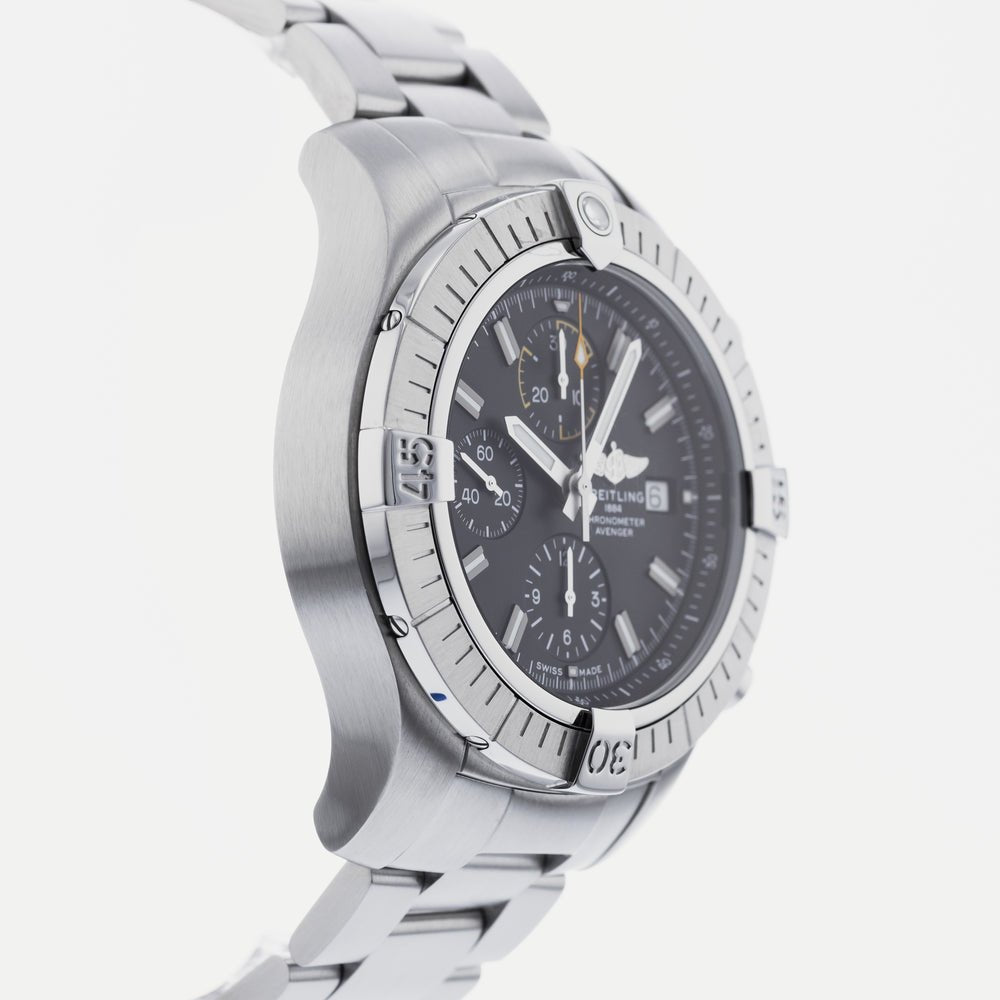Breitling Avenger Chronograph 45mm Black Dial Silver Steel Strap Watch for Men - A13317101B1A1 Buy Now By Breitling