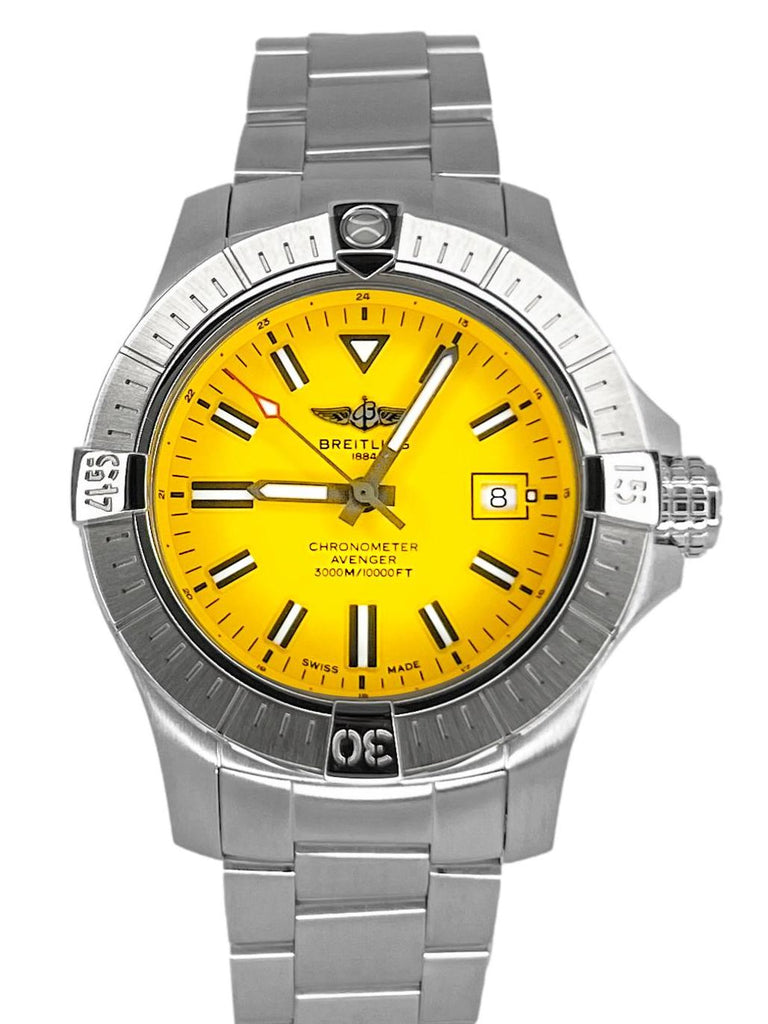 Breitling Avenger Automatic 45mm Seawolf Yellow Dial Silver Steel Strap Strap Watch for Men - A17319101/1A1 Buy Now By Breitling