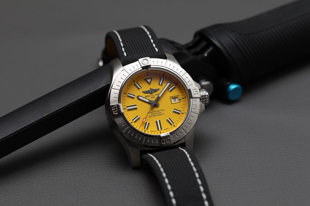 Breitling Avenger Automatic 45 Seawolf Yellow Dial Black Nylon Strap Watch for Men - A17319101I1X1 Buy Now By Breitling