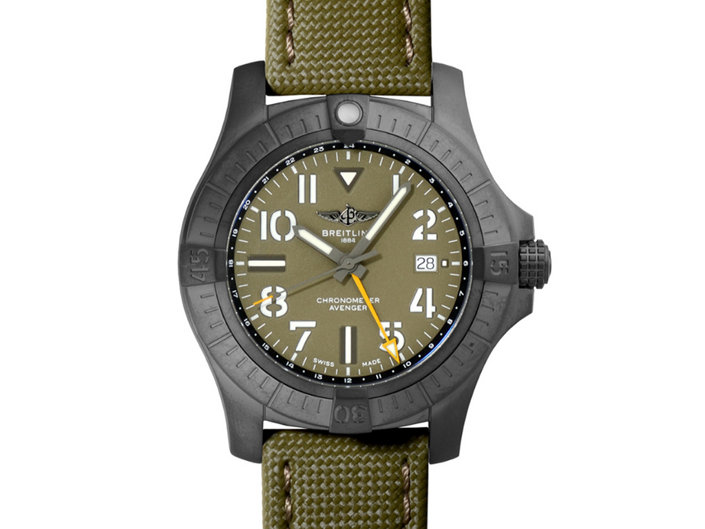 Breitling Avenger Automatic GMT 45 Night Mission Green Dial Green Nylon Strap Watch for Men - V323952A1L1X1 Buy Now By Breitling