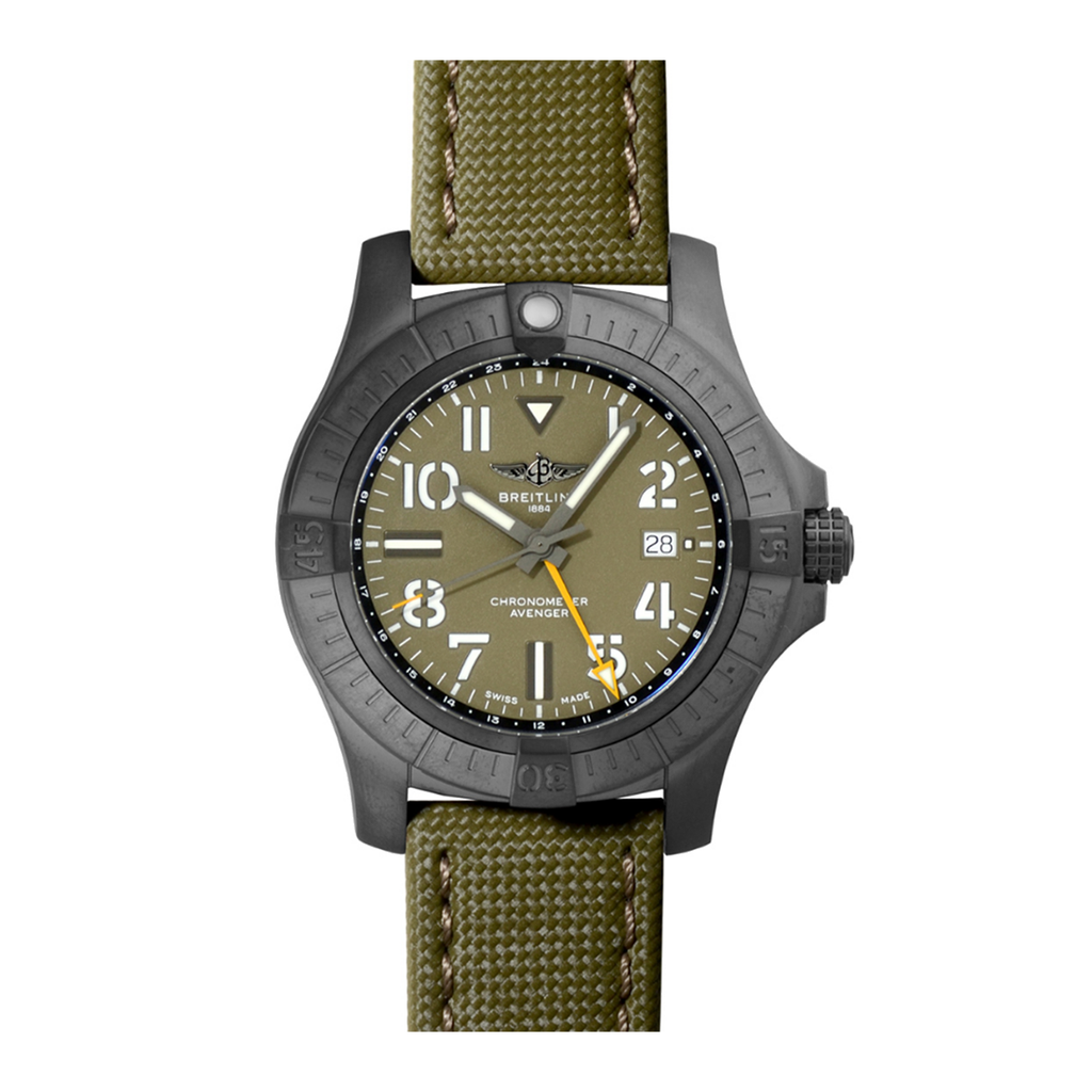 Breitling Avenger Automatic GMT 45 Night Mission Green Dial Green Nylon Strap Watch for Men - V323952A1L1X1 Buy Now By Breitling