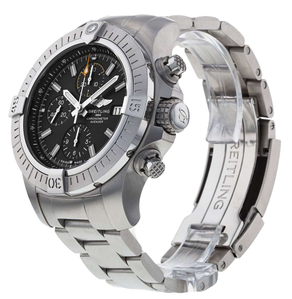 Breitling Avenger Chronograph 45mm Black Dial Silver Steel Strap Watch for Men - A13317101B1A1 Buy Now By Breitling