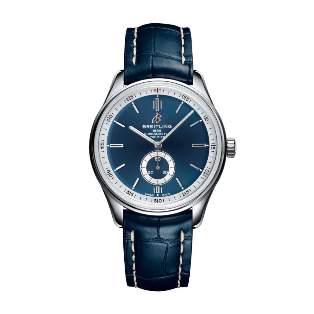 Breitling Premier Automatic 40mm Blue Dial Blue Leather Strap Mens Watch - A37340351C1P2 Buy Now By Breitling