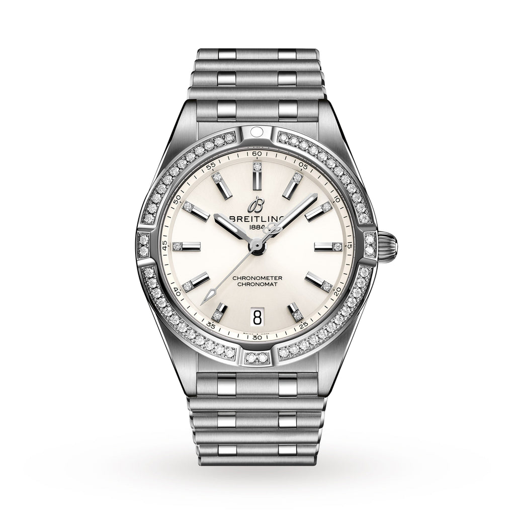 Breitling Chronomat 32 Diamonds White Dial Silver Steel Strap Watch for Women - A77310591A1A1 Buy Now By Breitling