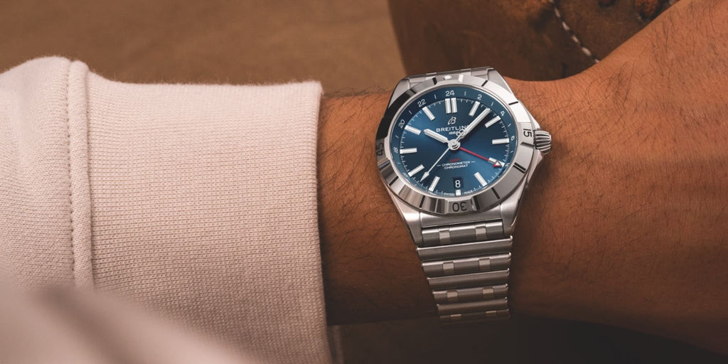 Breitling Chronomat GMT 40 Blue Dial Silver Steel Strap Watch for Men - A32398101C1A1 Buy Now By Breitling