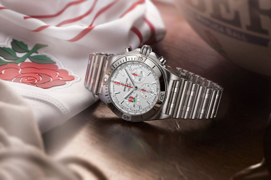 Breitling Chronomat B01 42 Six Nations England White Dial Silver Steel Strap Watch for Men - AB0134A71A1A1 Buy Now By Breitling