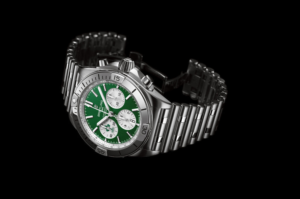 Breitling Chronomat B01 42 Six Nations Ireland Green Dial Silver Steel Strap Watch for Men - AB0134A91L1A1 Buy Now By Breitling