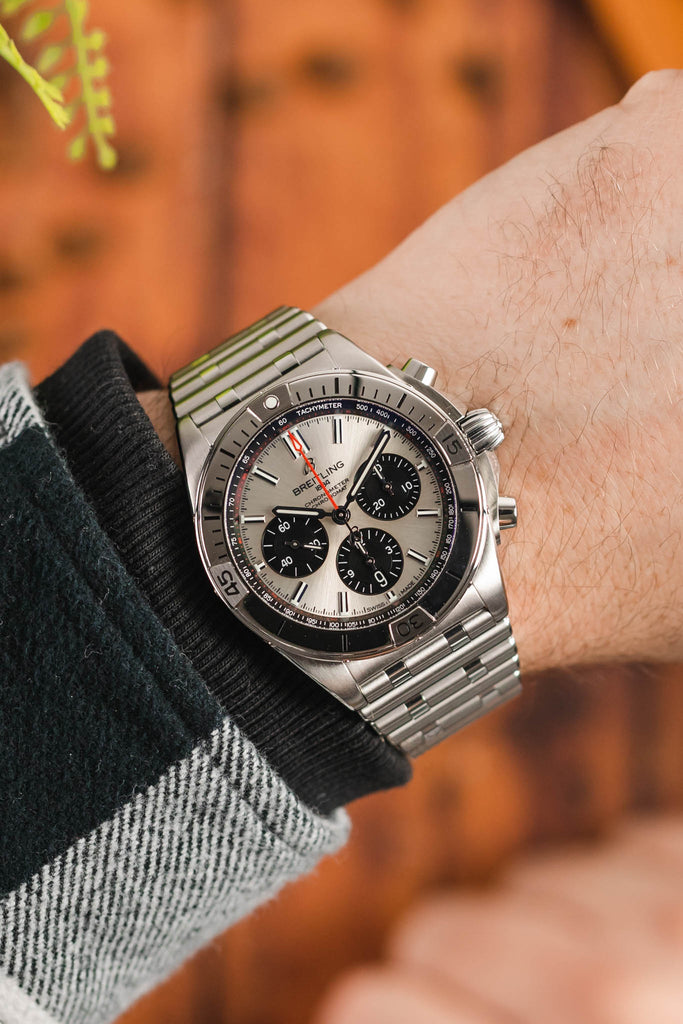 Breitling Chronomat B01 42mm Silver Dial Silver Steel Strap Watch for Men - AB0134101G1A1 Buy Now By Breitling