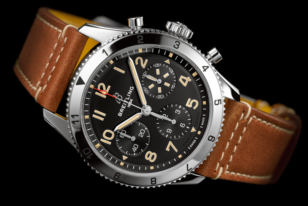 Breitling Avi Chronograph 42 P-51 Mustang Black Dial Brown Leather Strap Watch for Men - A233803A1B1X1 Buy Now By Breitling