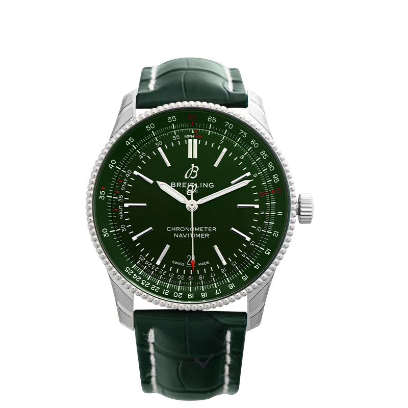 Breitling Navitimer Automatic 41mm Green Dial Green Leather Strap Watch for Men - A17326361L1P1 Buy Now By Breitling